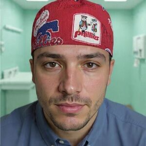 Red Logo Surgical Scrub Cap